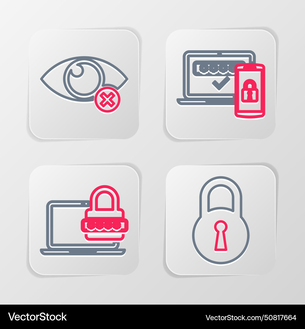 Set line lock laptop with password two steps Set line lock laptop with password two steps vector image