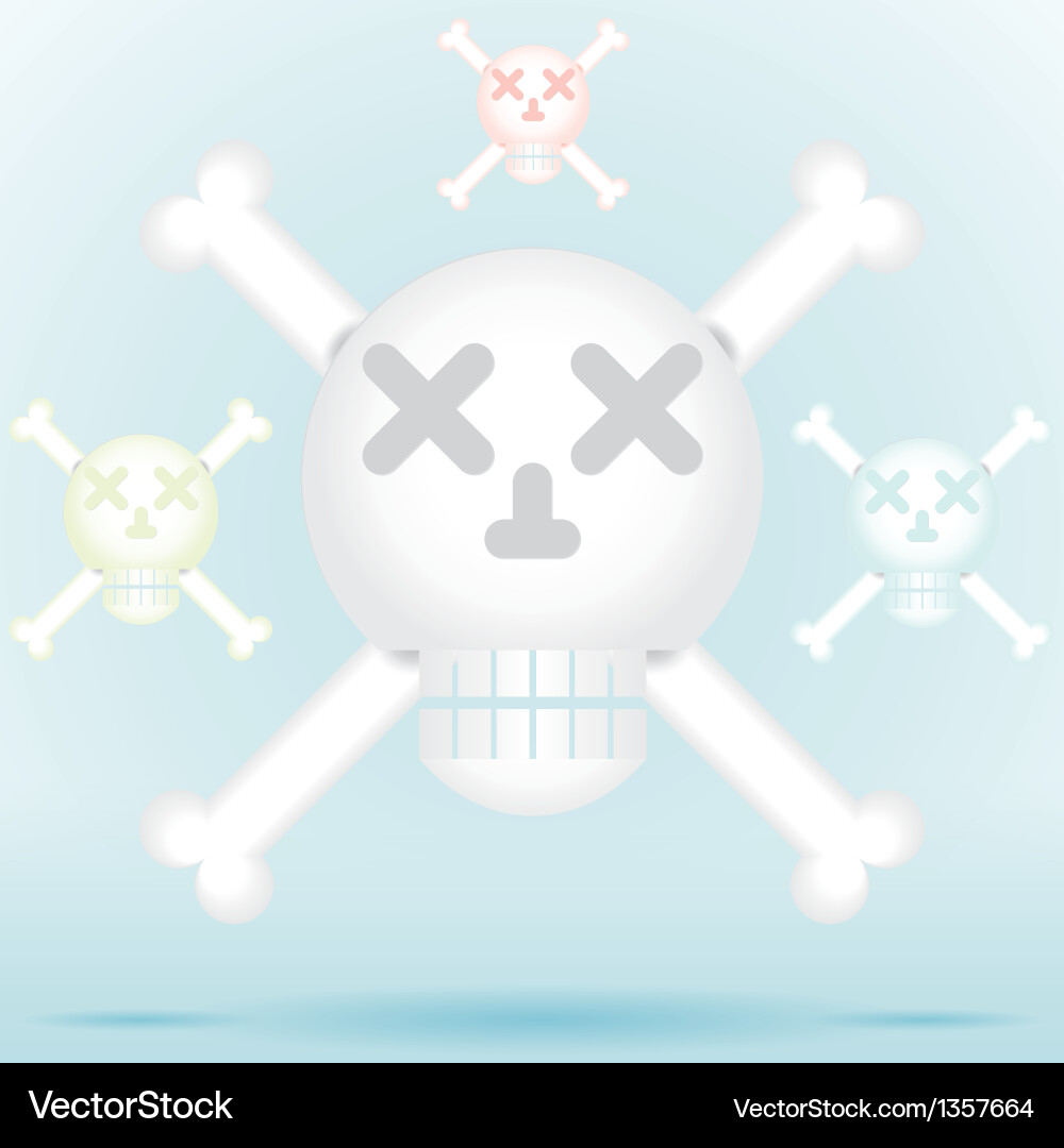 Skull and crossbones icon style in different color vector image