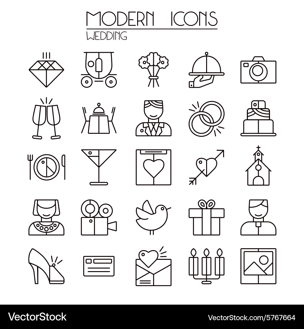 Wedding icons set Royalty Free Vector Image - VectorStock