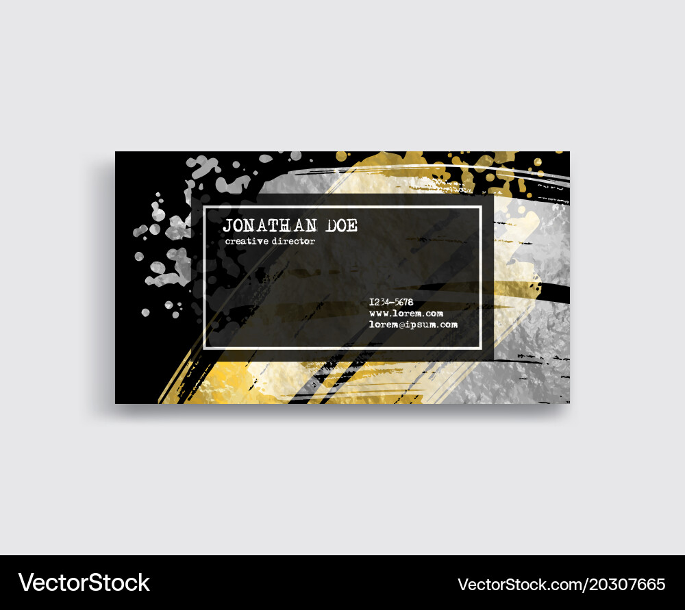 Black silver and gold business card template Vector Image