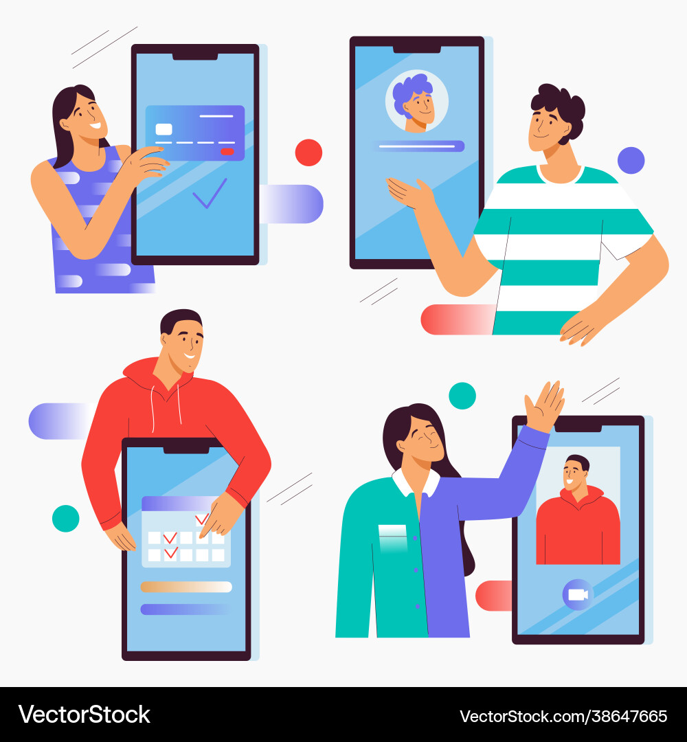 Mobile application interface design scenes set Mobile application interface design scenes set vector image
