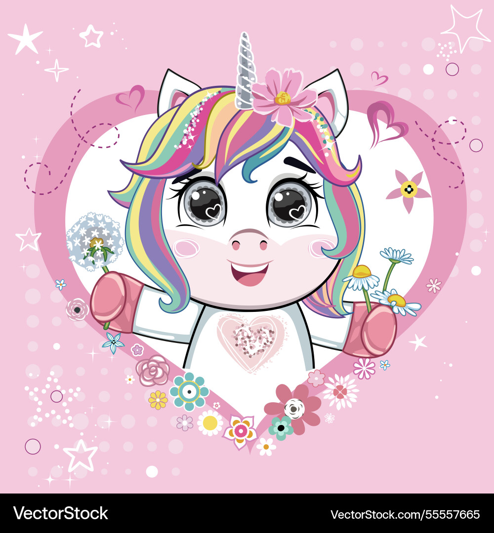 Süße Einhorn mit Regenbogenhaar Süße Einhorn mit Regenbogenhaar vektorbild