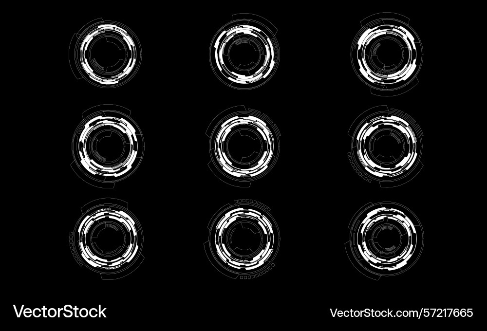 Set of sci fi white circle user interface Set of sci fi white circle user interface vector image