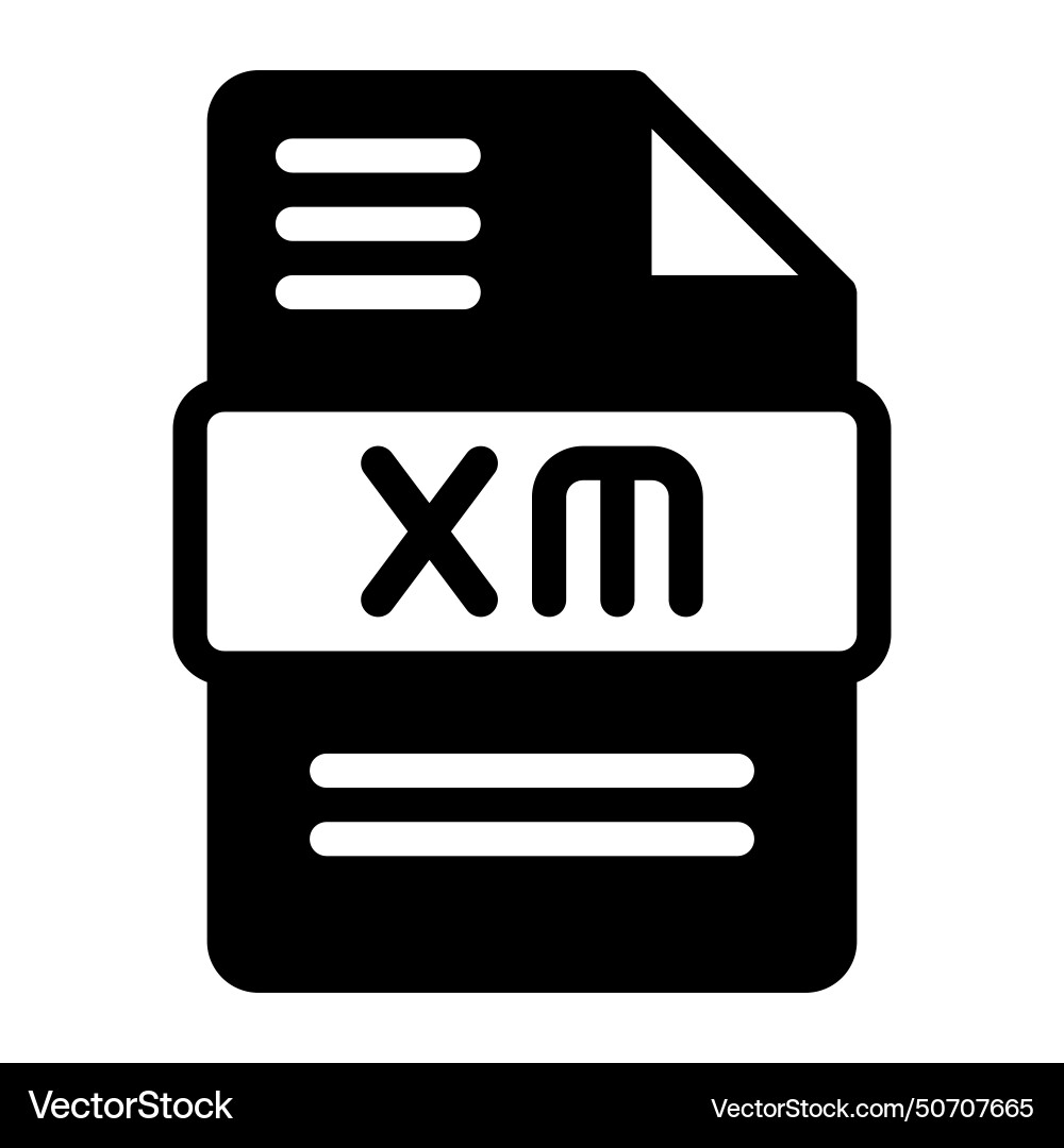 Xm file format icon flat style design type Xm file format icon flat style design type Vector Image
