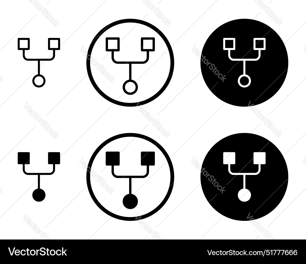 Code fork icon set merge data request symbol vector image