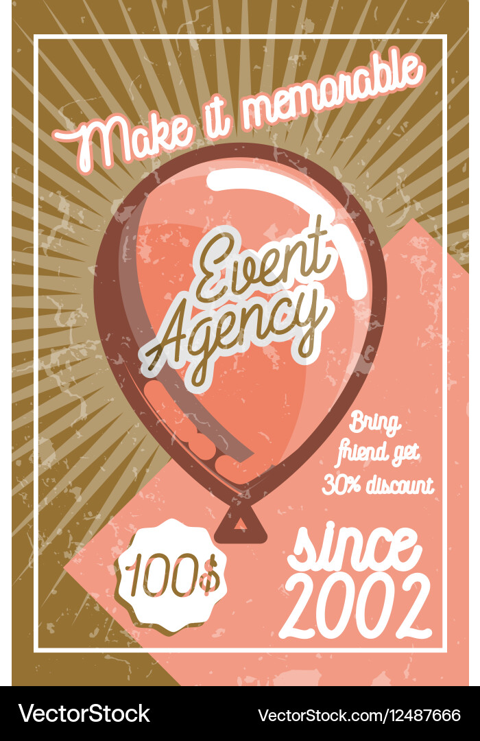 Color vintage event agency banner Vector Image