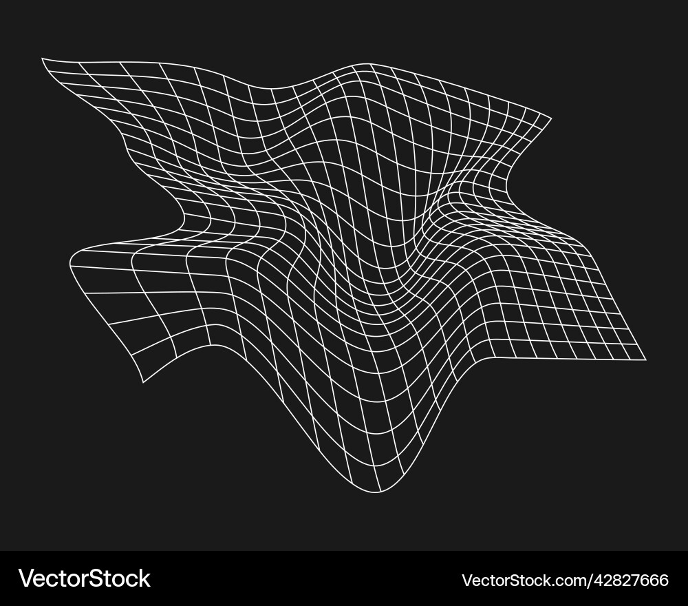 Cyber distorted grid retro punk design element vector image