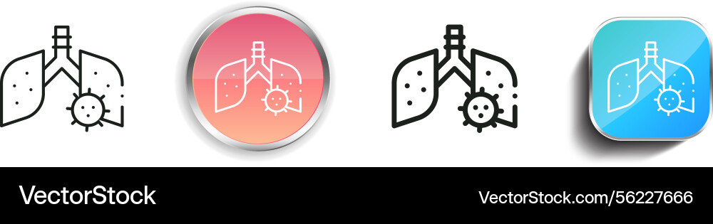 Lung icon thin linear regular and button style Lung icon thin linear regular and button style vector image