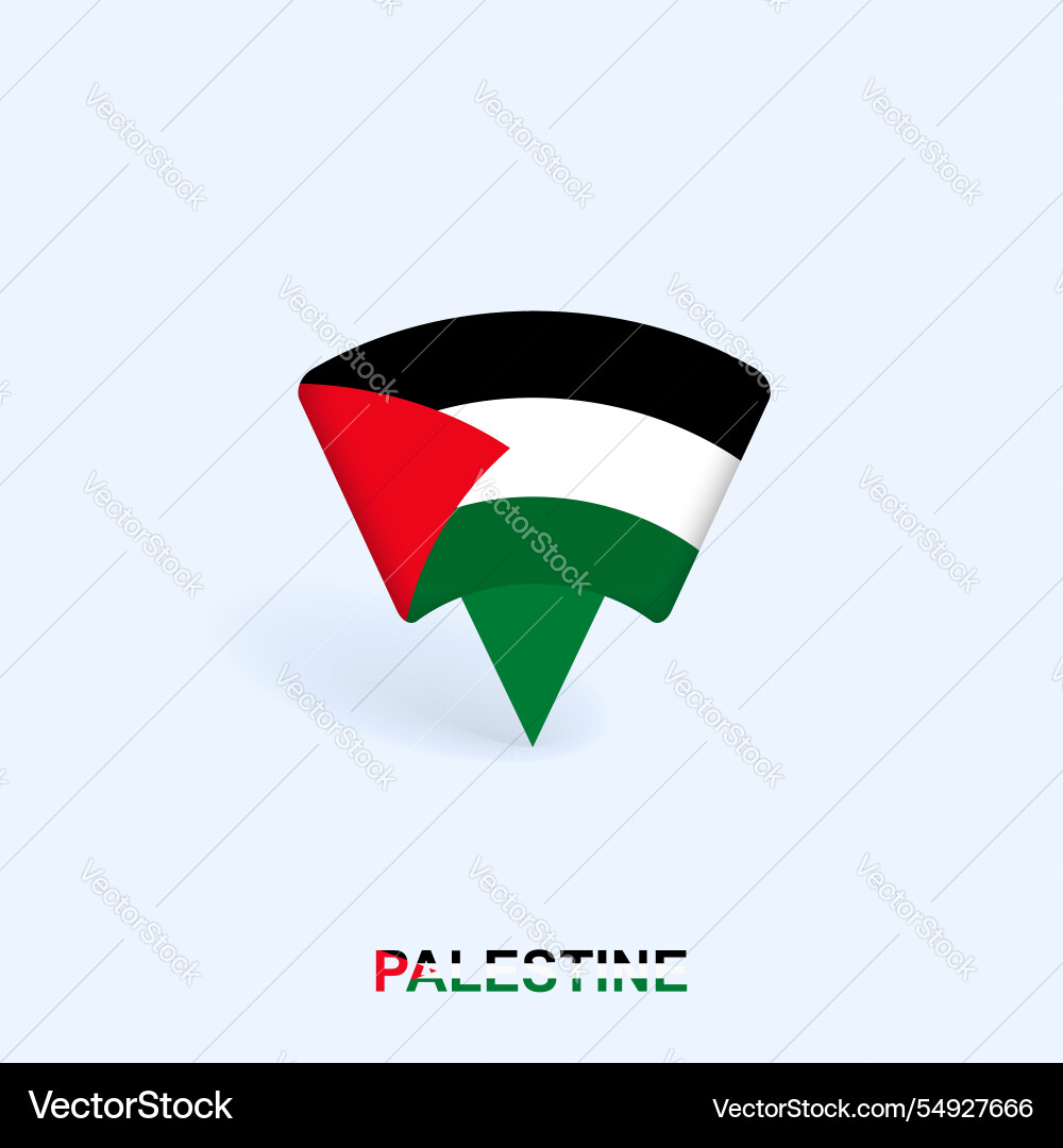 Palestine flag map pointer design with shadow Palestine flag map pointer design with shadow vector image