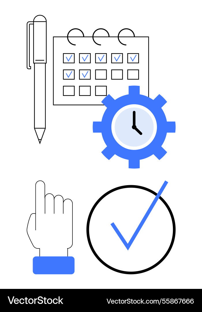 Task planning and time management with checklist Task planning and time management with checklist vector image