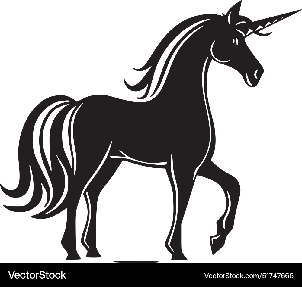 Unicorn - black and white isolated icon Royalty Free Vector