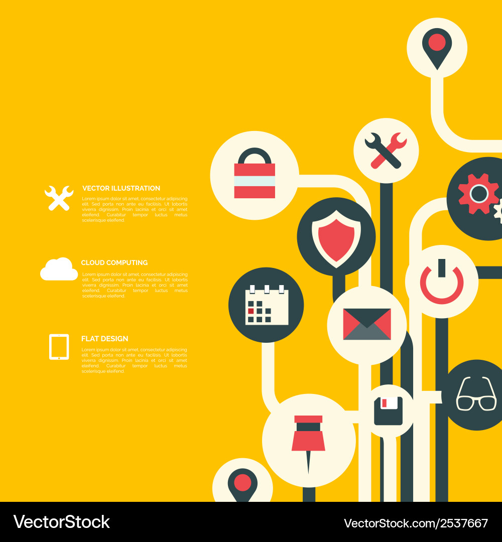Flat abstract background with web icons interface vector image