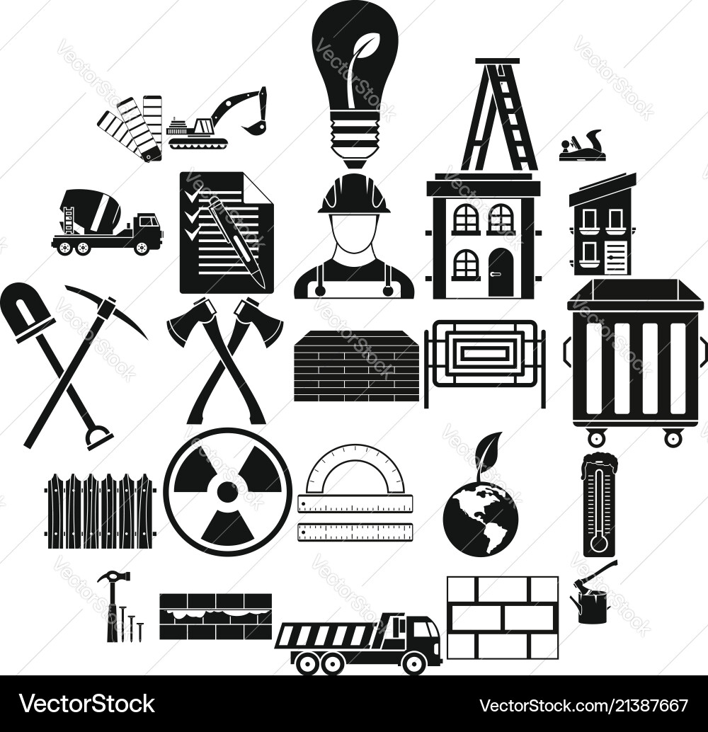 Material icons set simple style Material icons set simple style vector image