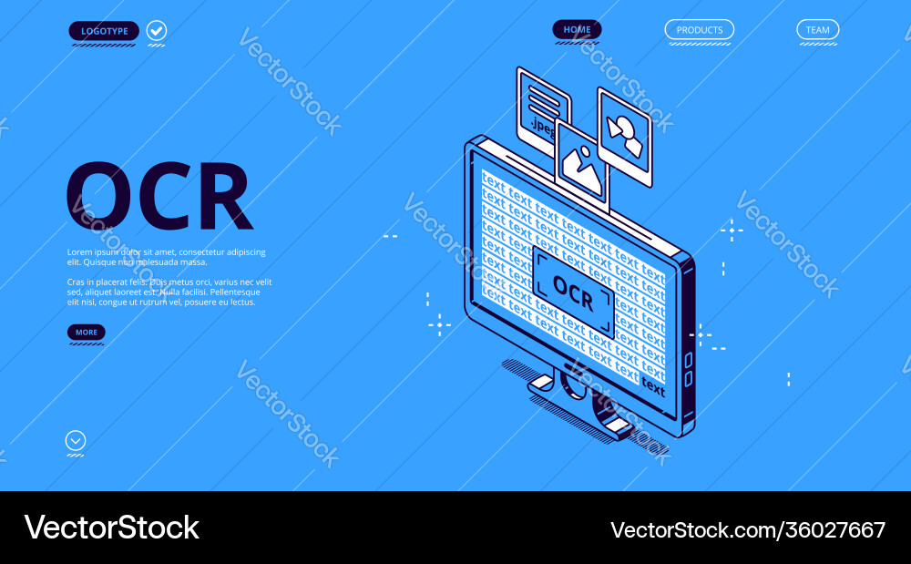 Optical character recognition ocr isometric banner