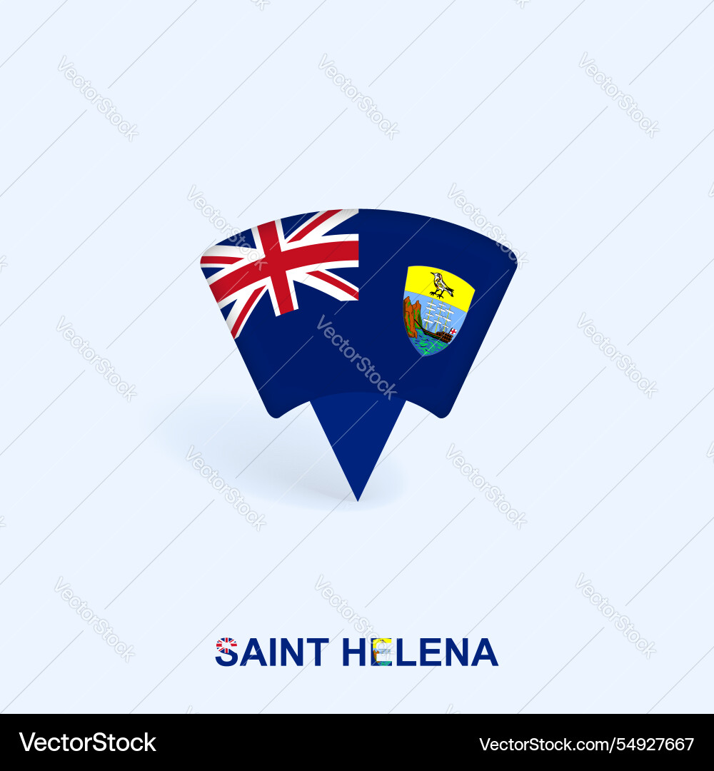 Saint helena flag map pointer design mit Schatten Vektorbild
