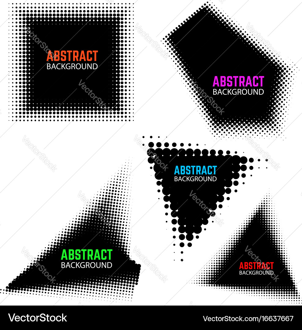 Set of halftone design elements isolated on white Vector Image