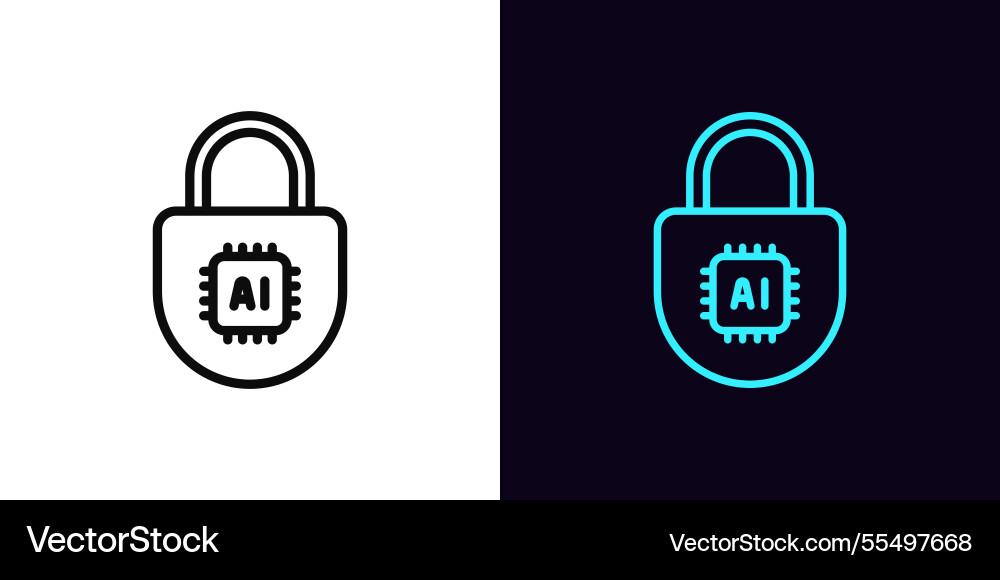 Outline ai security icon with editable stroke Outline ai security icon with editable stroke vector image