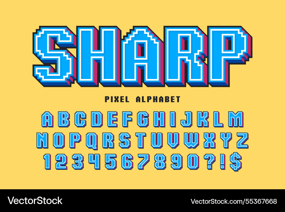Pixel stylized alphabet design high Pixel stylized alphabet design high vector image