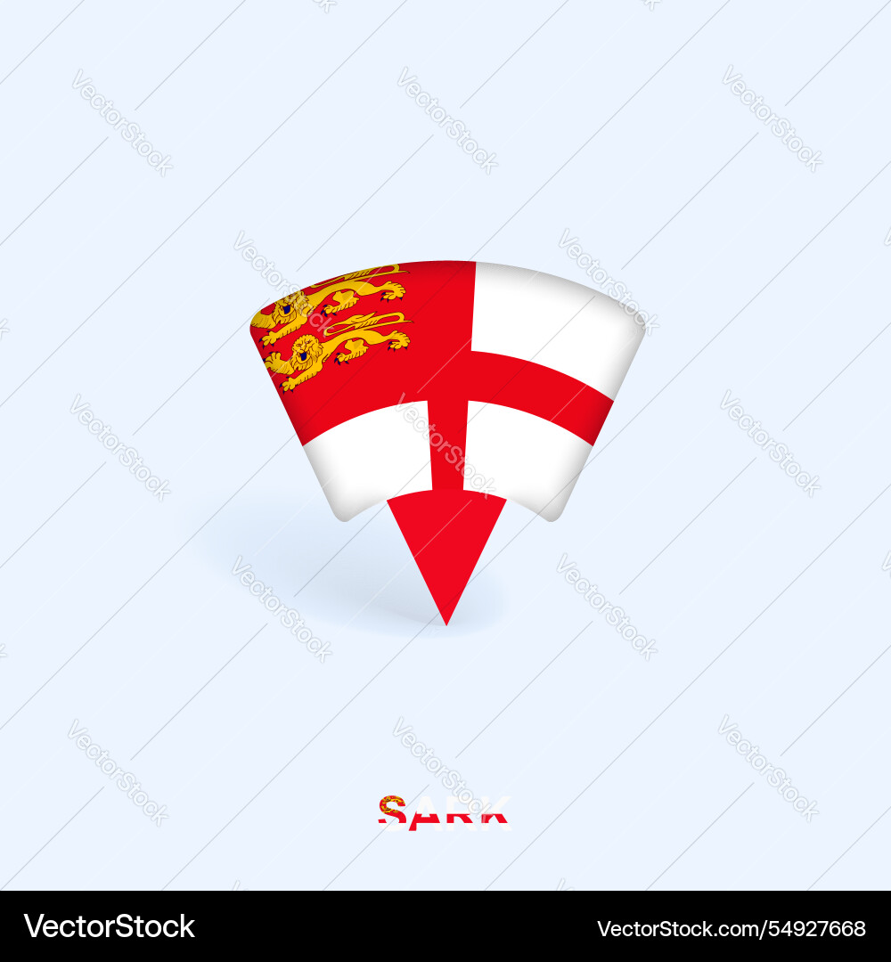Sark Flag Map Pointer Design mit Schatten Sark Flag Map Pointer Design mit Schatten Vektorbild