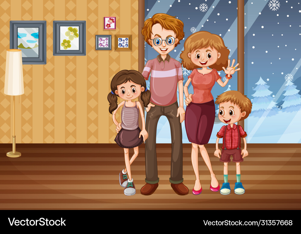 Scene with people in family relaxing at home Scene with people in family relaxing at home Vector Image