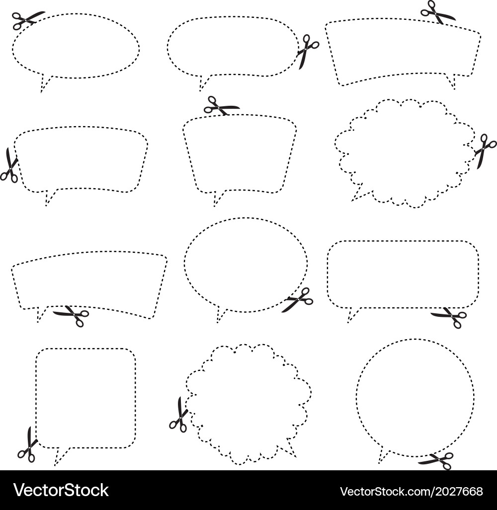 Scissors and Speech Bubbles Set vector image