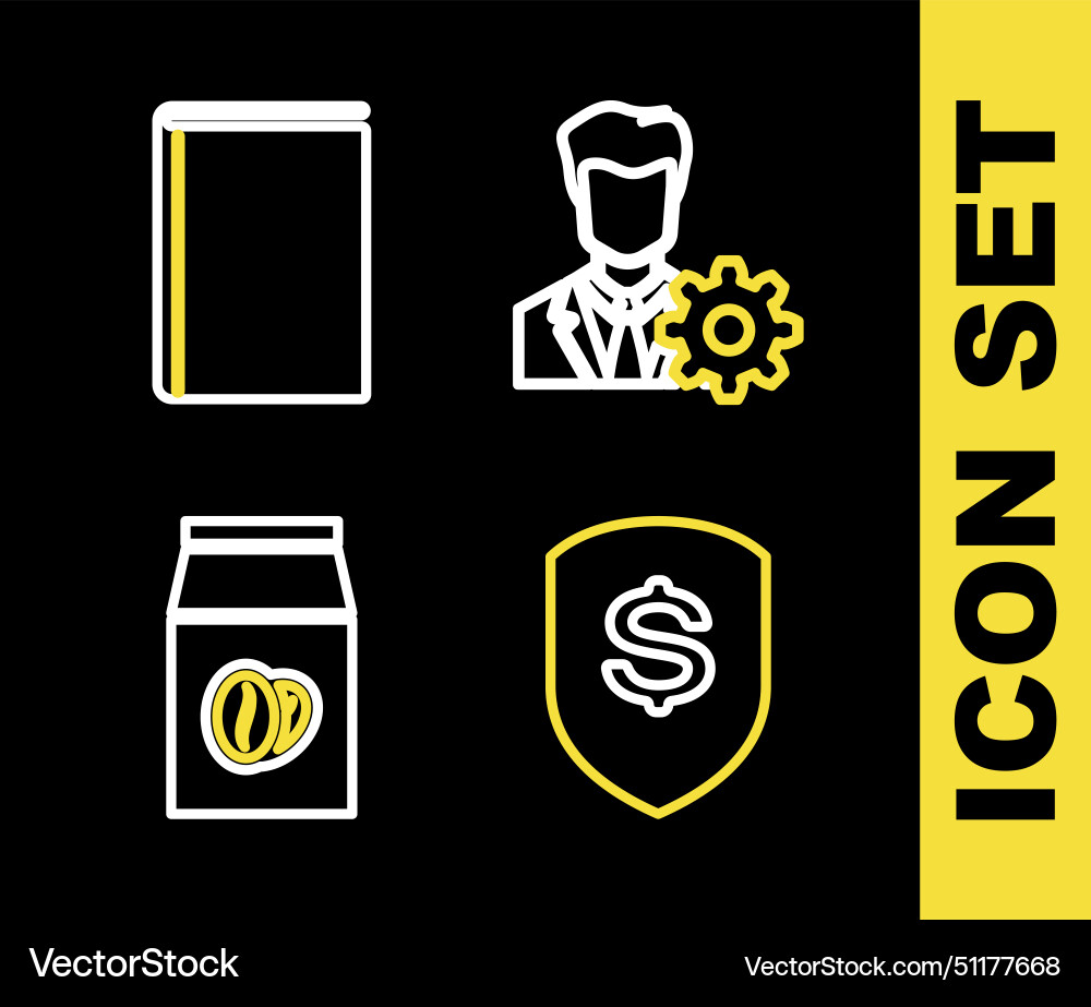 Set line profile settings shield and dollar Set line profile settings shield and dollar vector image
