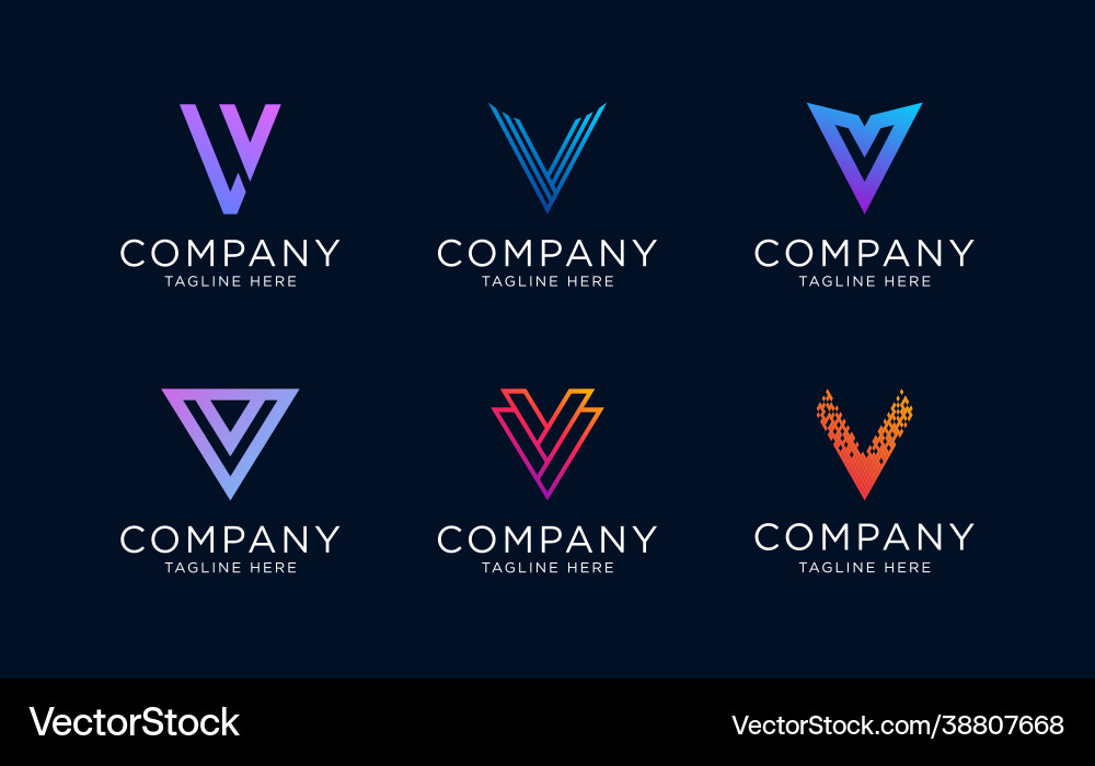 Simple v initial letter logo collection template Vector Image
