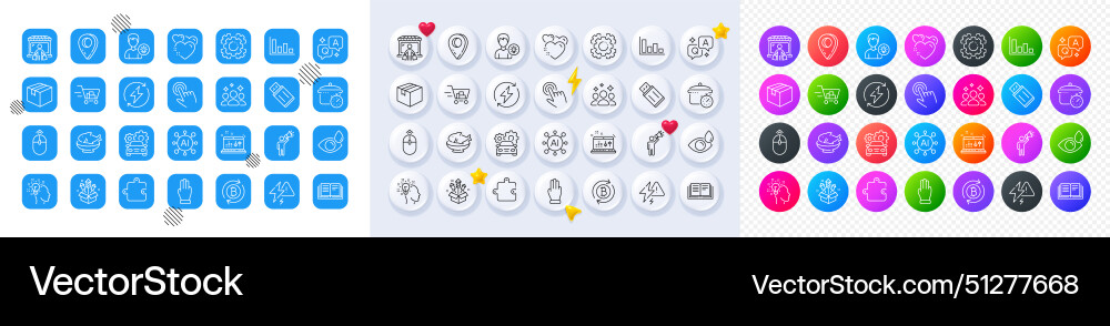 Three fingers puzzle and cursor line icons Three fingers puzzle and cursor line icons vector image