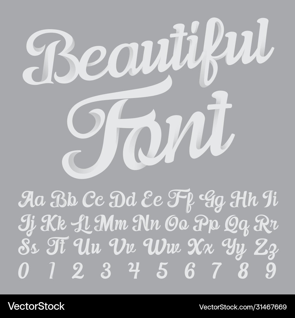 Beautiful font and number vector image
