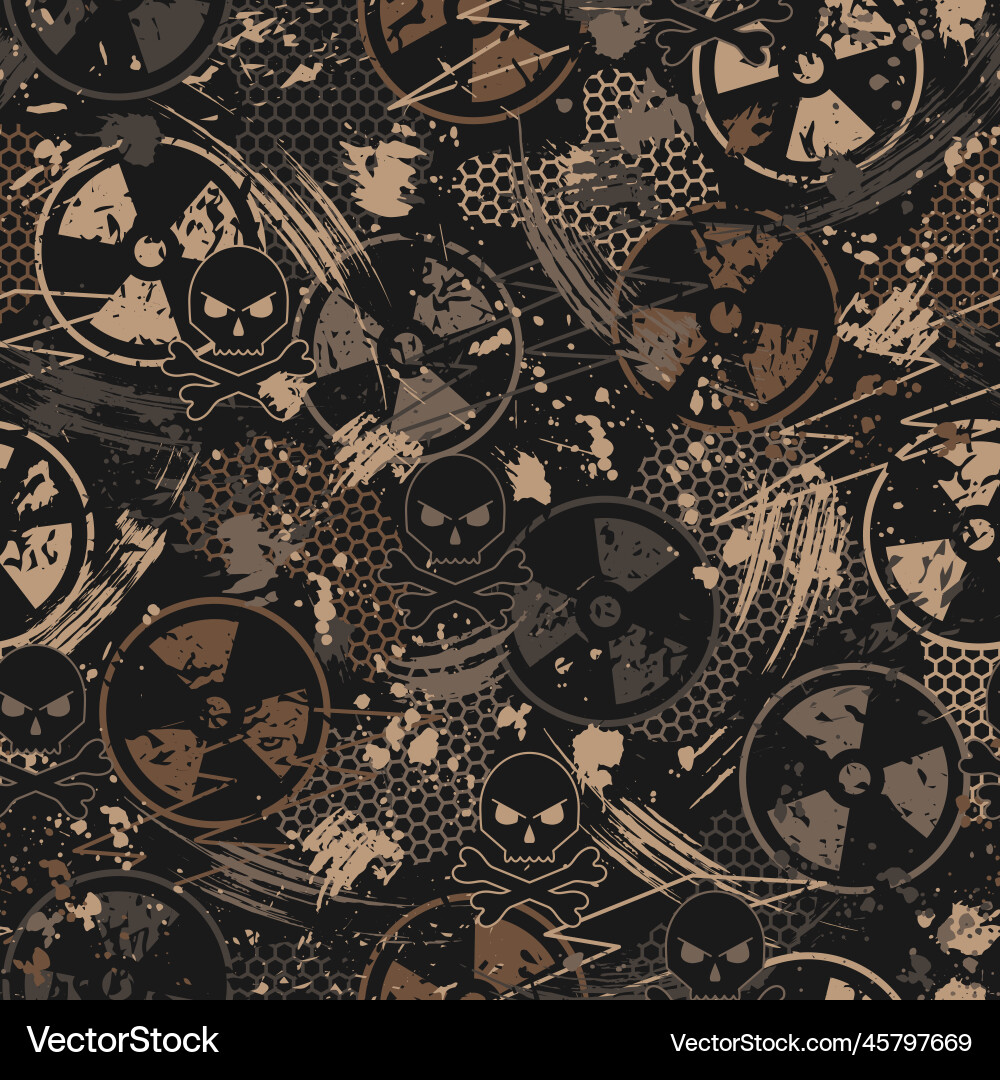 Camouflage pattern with ionizing radiation symbol Camouflage pattern with ionizing radiation symbol vector image