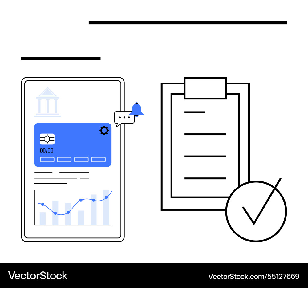Digital banking app on tablet with analytics Digital banking app on tablet with analytics vector image