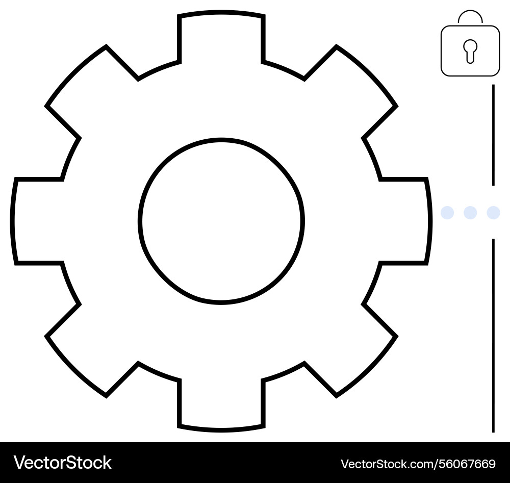 Gear shape with security lock symbol emphasizing Gear shape with security lock symbol emphasizing Vector Image