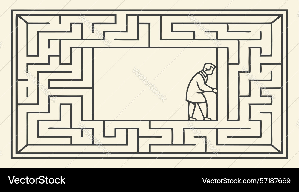 Man lost in maze puzzle design generative ai vector image
