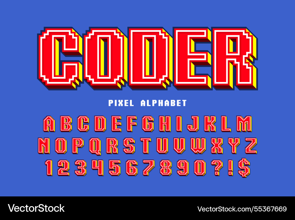 Pixel stylized alphabet design high Pixel stylized alphabet design high vector image