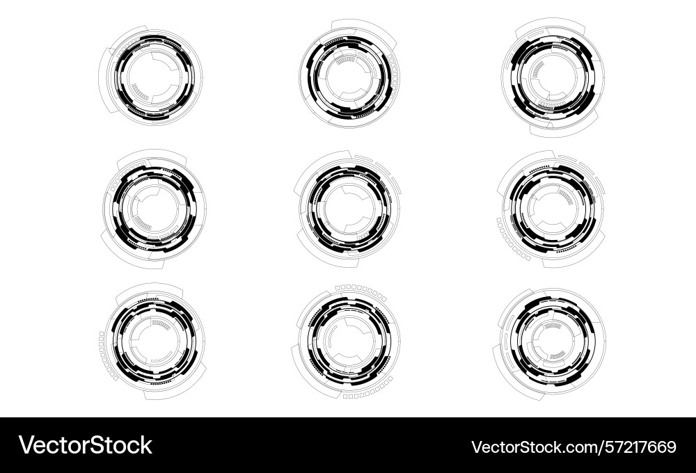 Set of sci fi black circle user interface Vector Image