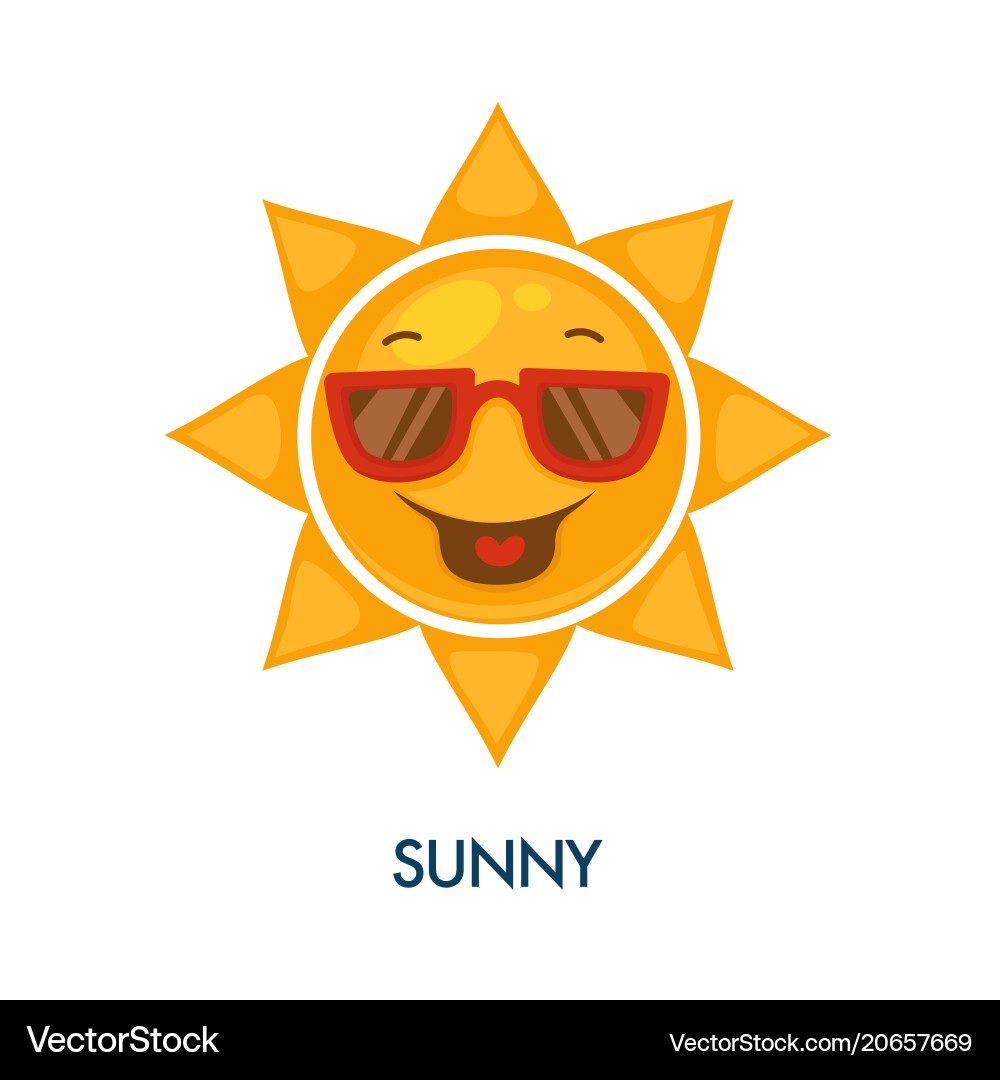 Sonnenwetter-Ikone mit kühler Sonne in Sonnenbrille Sonnenwetter-Ikone mit kühler Sonne in Sonnenbrille vektorbild