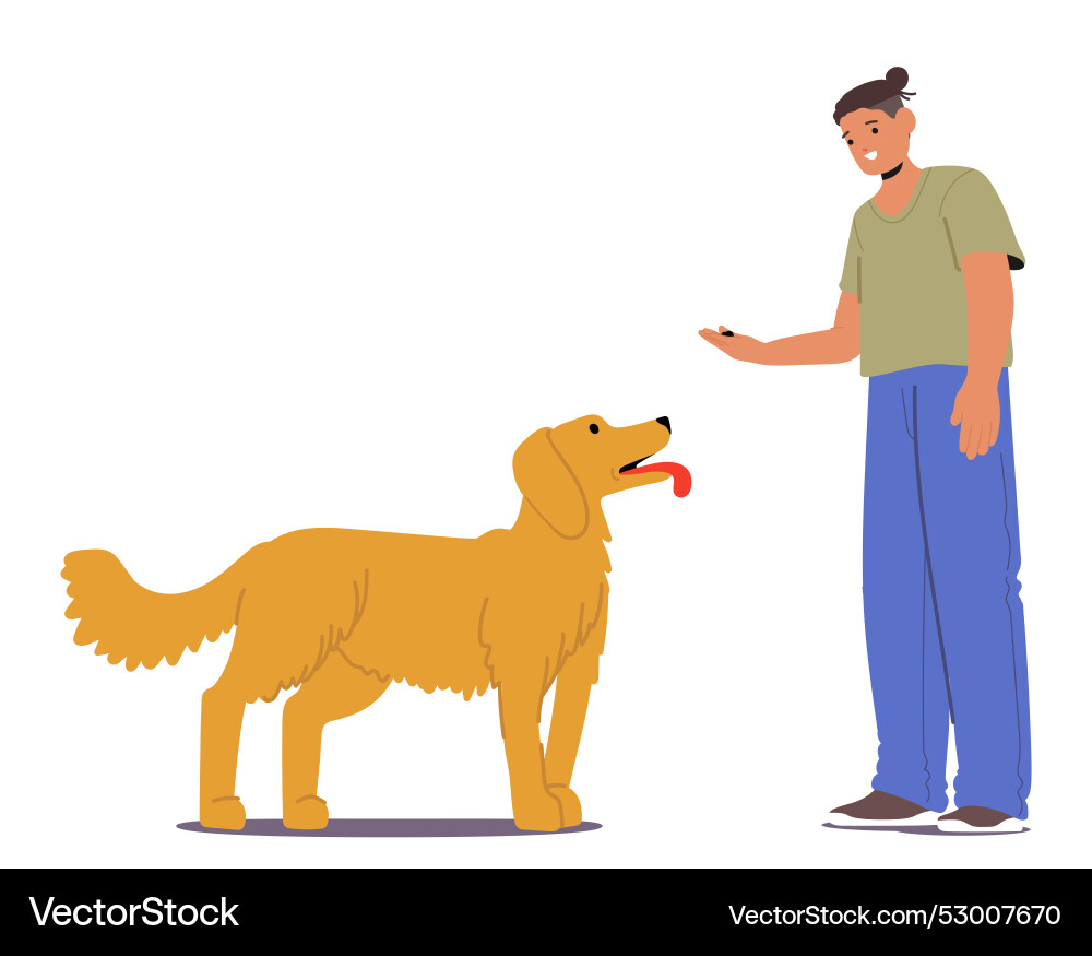 Character training a dog by giving commands Character training a dog by giving commands vector image
