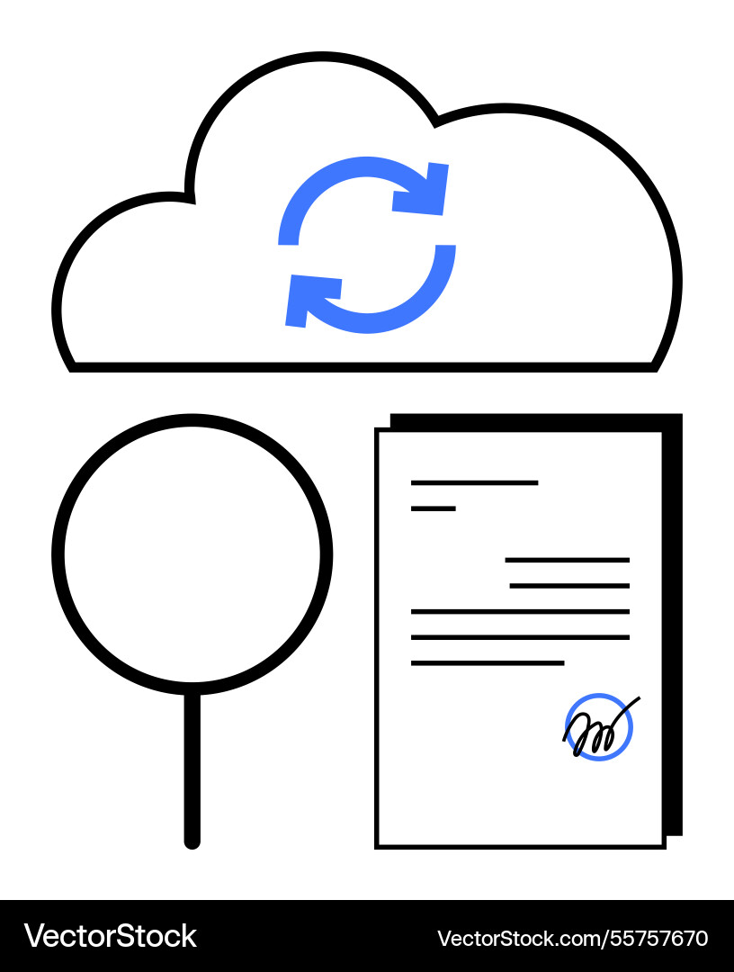 Cloud synchronization with document verification Vector Image
