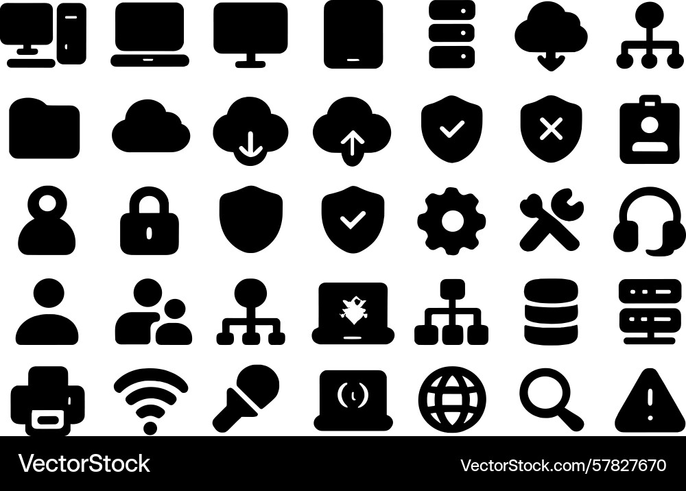 Collection of web icons representing technology vector image
