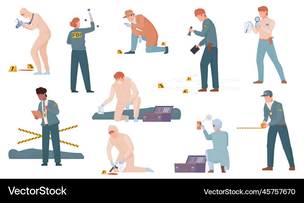 Crime scene compositions set vector image