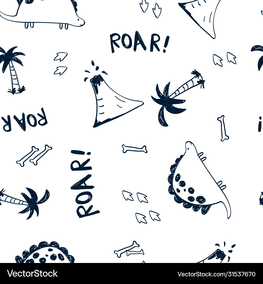 Dinosaur seamless pattern print design vector image