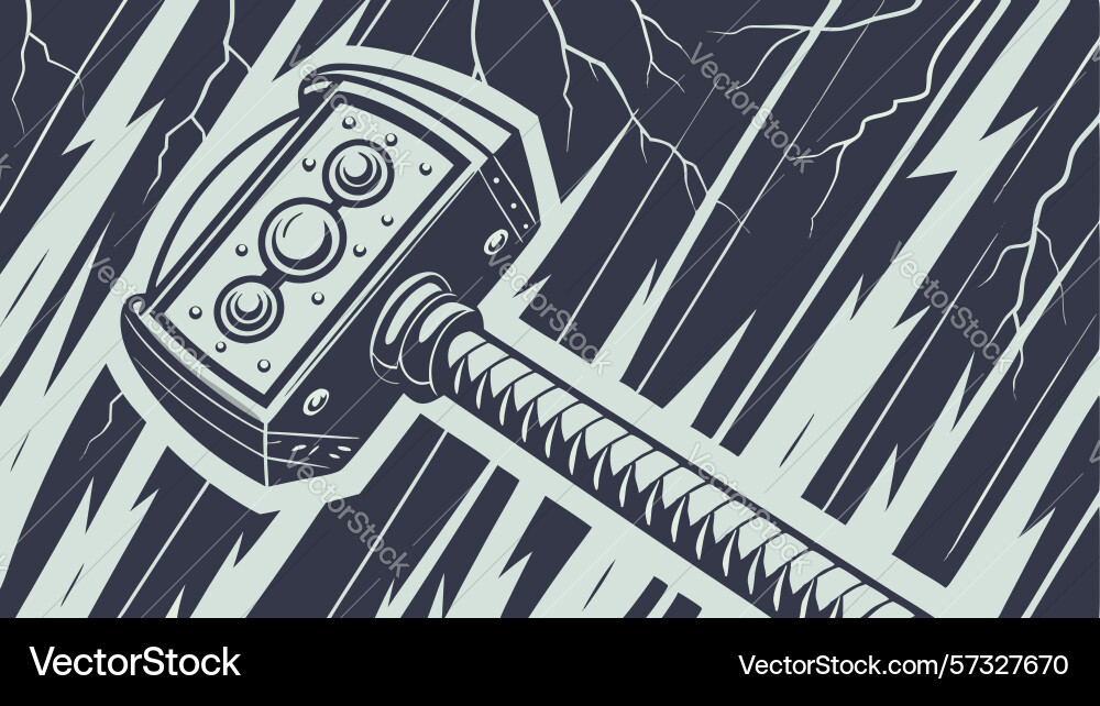 Hammer with lightning energy design generative ai vector image