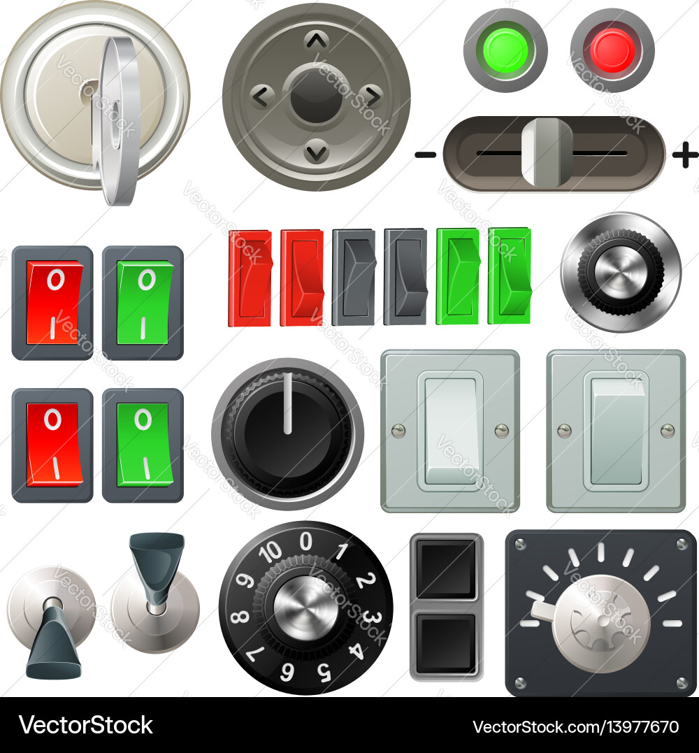 Knobs, Switches, and Dials vector image
