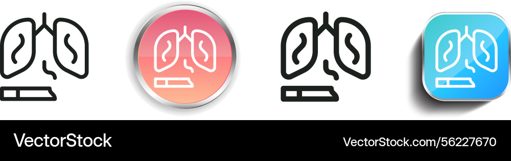 Lungs icon thin linear regular and button style Lungs icon thin linear regular and button style vector image