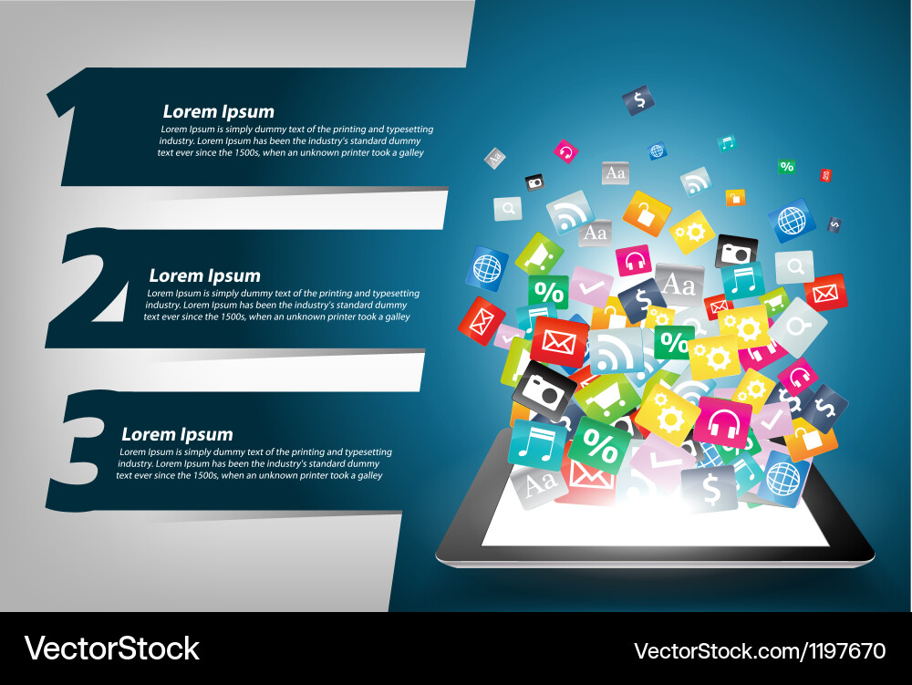 Modern Tablet Display with Application Icons vector image