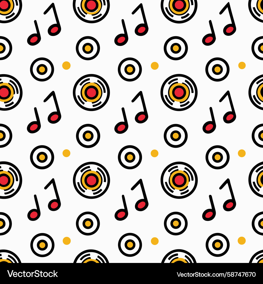Music Record Pattern - Dots & Notes Vector Image