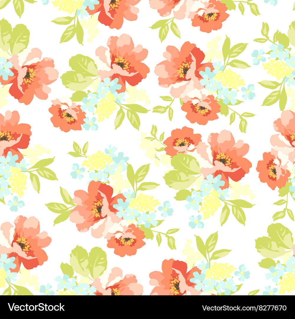 Pink Floral Seamless Pattern Vector Image