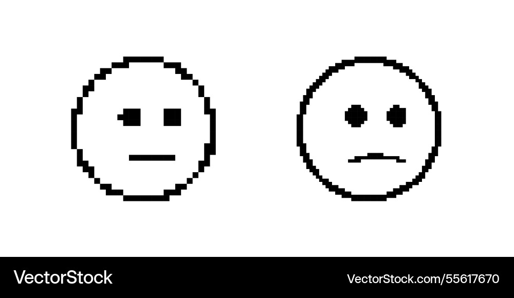 Pixel art faces with different emotions in simple Vector Image