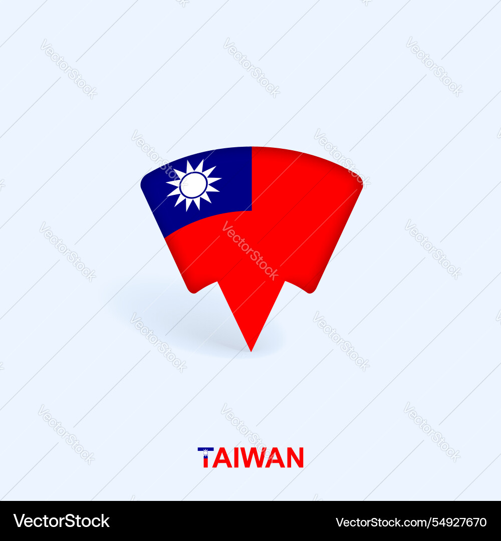 Taiwan flag map pointer design with shadow vector image