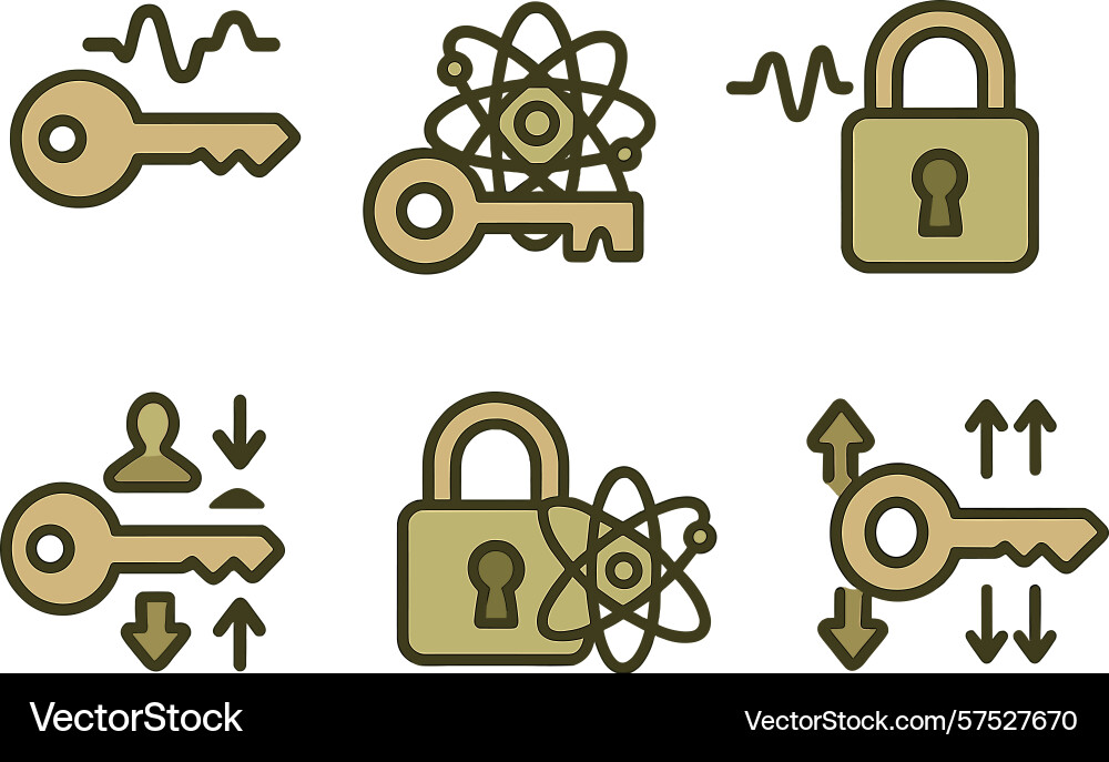 Unique key symbols representing security science Unique key symbols representing security science vector image